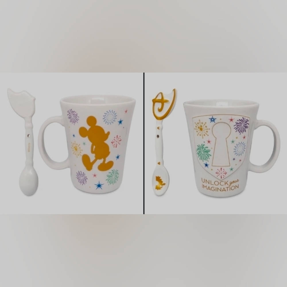Disney Park Exclusive 13 oz Cup and Spoon Mickey Mouse Fireworks